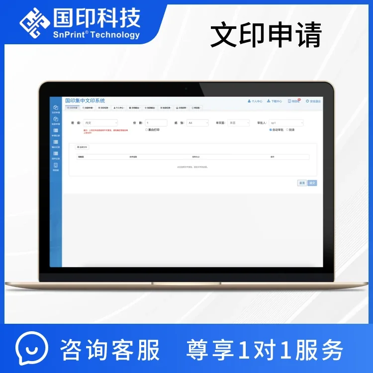 国印集中文印系统软件界面